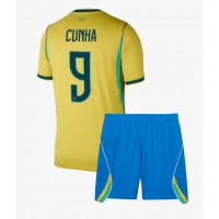 Billiga Brasilien Matheus Cunha #9 Barnkläder Hemma fotbollskläder till baby VM 2026 Kortärmad (+ Korta byxor)